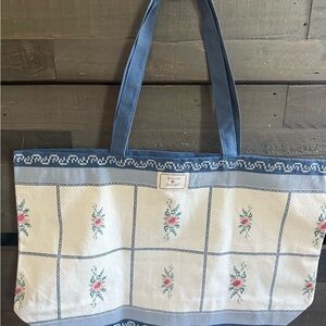 Sezane Blue and Cream Floral Tote Bag never used brand new